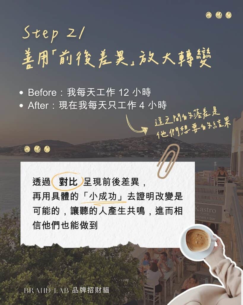 STEP2 / 
善用「前後差異」放大轉變